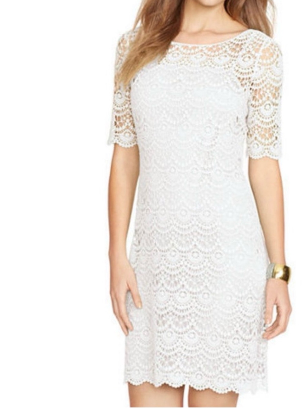 Lauren Ralph Lauren White Lace Sheath Dress